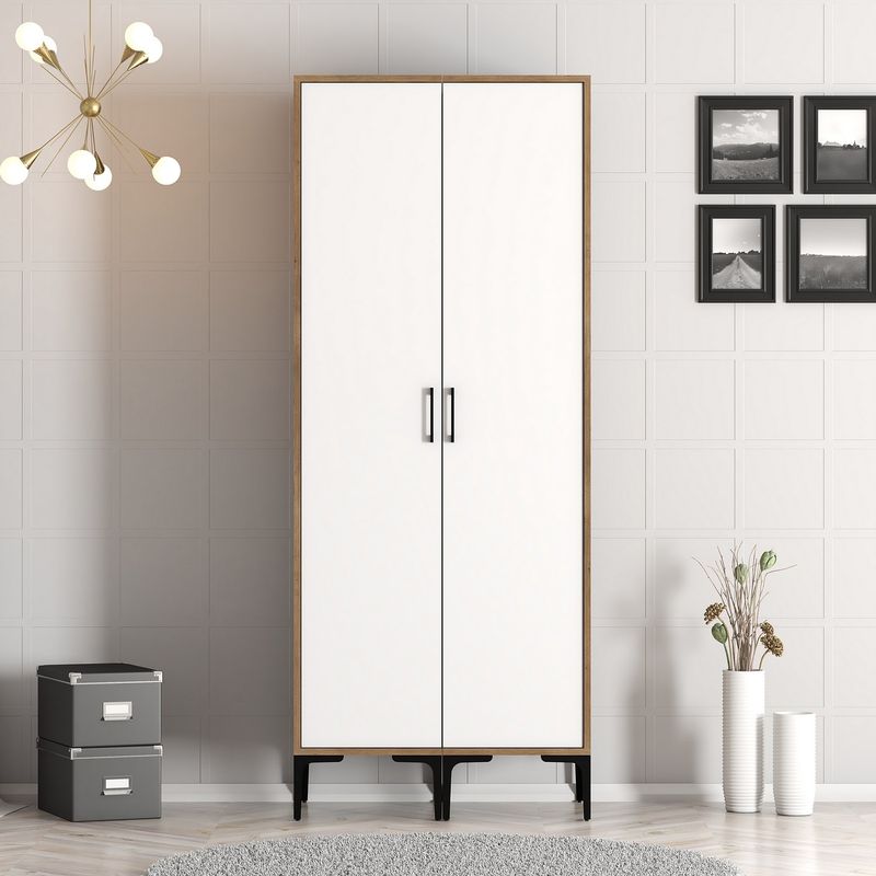 Casa si Gradina - Mobilier - Dulapuri si sifoniere - Sifoniere - Sifonier, Hanah Home, pal melaminat, nuc si alb, 80x47.5x201.4 cm, 845HCT5445 - Infinity.ro