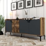 Casa si Gradina - Mobilier - Comode si corpuri - Console - Consola, Hanah Home, pal melaminat, nuc si antracit, 180x35x78 cm - Infinity.ro