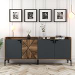 Casa si Gradina - Mobilier - Comode si corpuri - Console - Consola, Hanah Home, pal melaminat, nuc si antracit, 180x35x78 cm - Infinity.ro