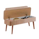 Casa si Gradina - Mobilier - Organizare si depozitare - Bancute - Banca cu spatiu de depozitare, Hanah Home, panou de particule melaminat, nuc si piatra, 110x85x36 cm - Infinity.ro