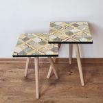 Casa si Gradina - Mobilier - Mese si birouri - Masute de cafea - Set masute de cafea, Hanah Home, mdf, gri si auriu, 35x35x47 cm, 35x35x42 cm - Infinity.ro