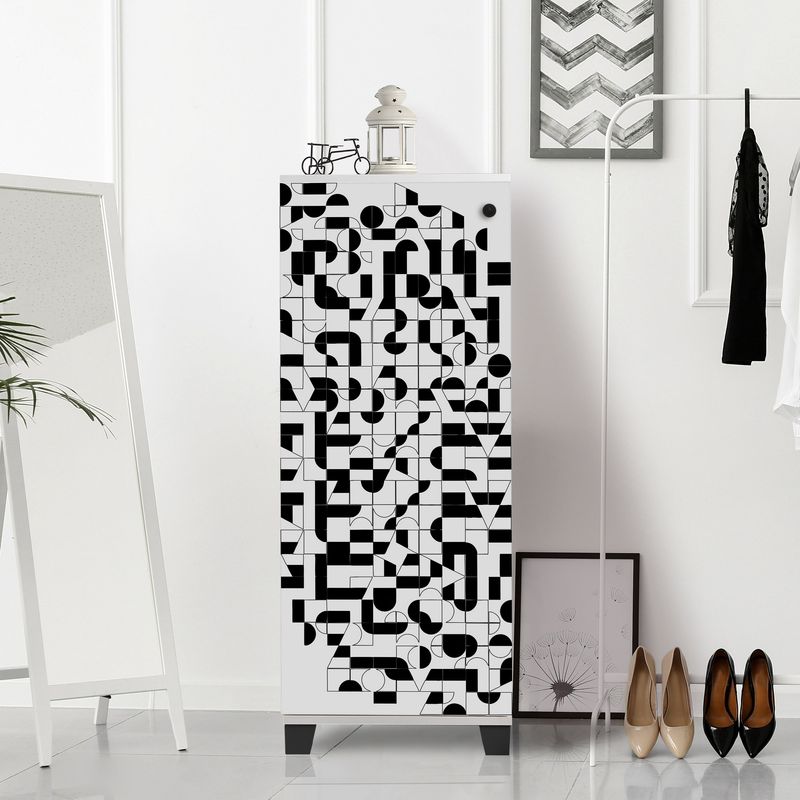 Casa si Gradina - Mobilier - Dulapuri si sifoniere - Dulapuri pantofi - Dulap pantofi, Hanah Home, pal melaminat, alb negru, 50x38x127 cm, 869VEL6504 - Infinity.ro