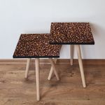 Casa si Gradina - Mobilier - Mese si birouri - Masute de cafea - Set masute de cafea, Hanah Home, mdf, maro, 35x35x47 cm, picioare lemn fag - Infinity.ro