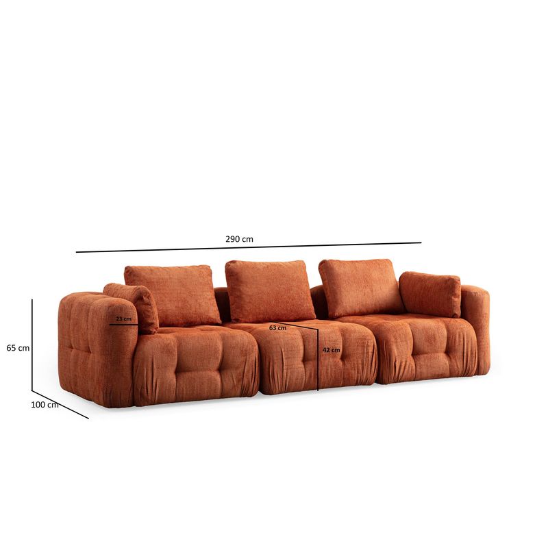 Casa si Gradina - Mobilier - Canapele si coltare - Canapele - Canapea 3 locuri, Atelier Del Sofa, lemn fag si pal, portocaliu, 290x100x65 cm - Infinity.ro