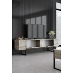 Casa si Gradina - Mobilier - Comode si corpuri - Comode - Comoda tv, Hanah Home, pal melaminat, travertin si negru, 180x30x50 cm - Infinity.ro