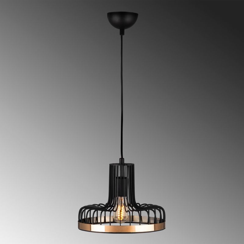 Casa si Gradina - Corpuri si surse de iluminat - Lustre si pendule - Lustra, Opviq, metal, negru si cupru, diametru 20 cm, inaltime reglabila - Infinity.ro