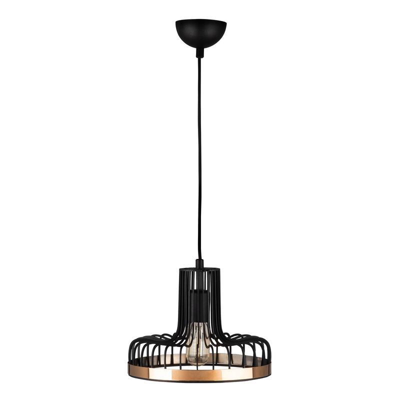 Casa si Gradina - Corpuri si surse de iluminat - Lustre si pendule - Lustra, Opviq, metal, negru si cupru, diametru 20 cm, inaltime reglabila - Infinity.ro