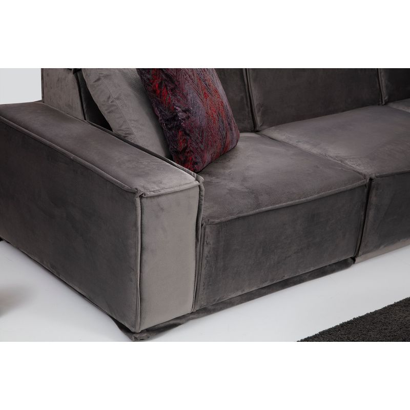 Casa si Gradina - Mobilier - Canapele si coltare - Coltare - Coltar, Hanah Home, lemn de fag si pal, gri, 300x300x100 cm - Infinity.ro