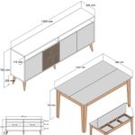 Casa si Gradina - Mobilier - Seturi de mobilier - Seturi living - Set living, Hanah Home, pal melaminat, nuc si negru, comoda 180x78.6x35 cm, masa 145x75x88 cm - Infinity.ro