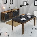 Casa si Gradina - Mobilier - Seturi de mobilier - Seturi living - Set living, Hanah Home, pal melaminat, nuc si negru, comoda 180x78.6x35 cm, masa 145x75x88 cm - Infinity.ro