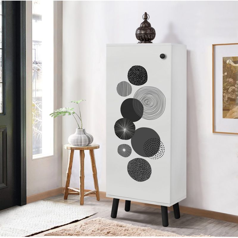 Casa si Gradina - Mobilier - Dulapuri si sifoniere - Dulapuri pantofi - Dulap pantofi, Hanah Home, pal melaminat, alb negru, 50x38x135 cm, 869VEL8627 - Infinity.ro