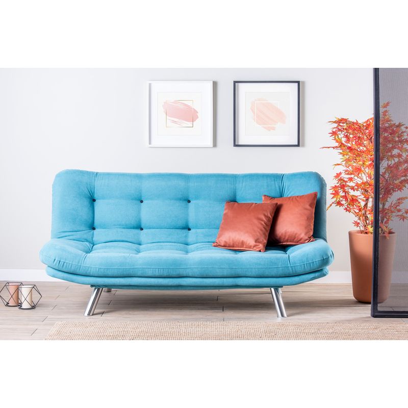 Casa si Gradina - Mobilier - Canapele si coltare - Canapele - Canapea extensibila, Hanah Home, metal, turcoaz, 200x105x95 cm - Infinity.ro