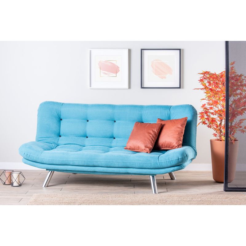 Casa si Gradina - Mobilier - Canapele si coltare - Canapele - Canapea extensibila, Hanah Home, metal, turcoaz, 200x105x95 cm - Infinity.ro
