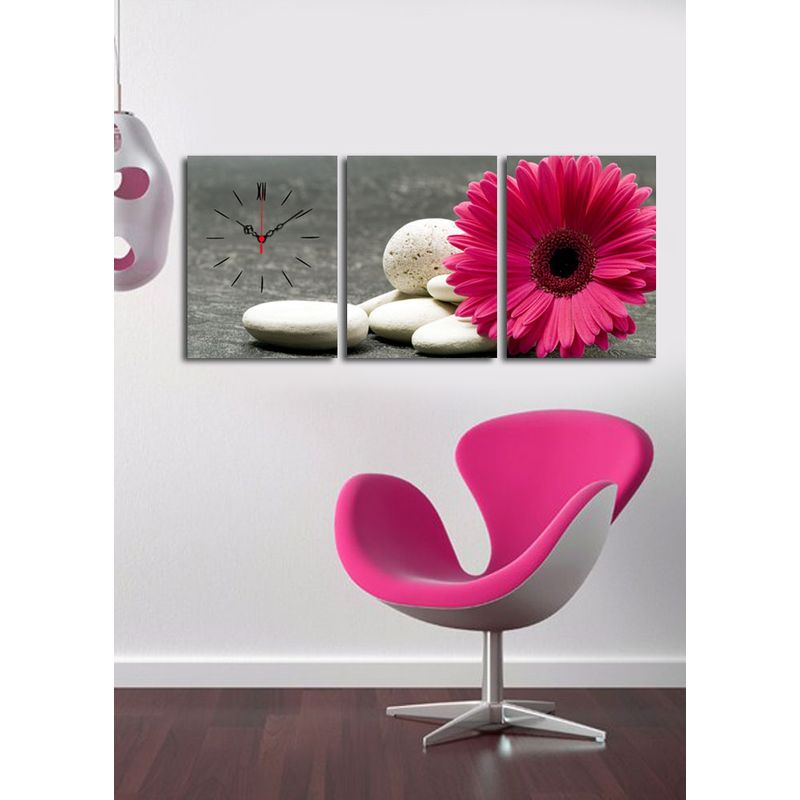 Casa si Gradina - Decoratiuni - Ceasuri - Ceas decorativ de perete, Wallxpert, panza velurata, multicolor, 96x40 cm, set 3 piese - Infinity.ro