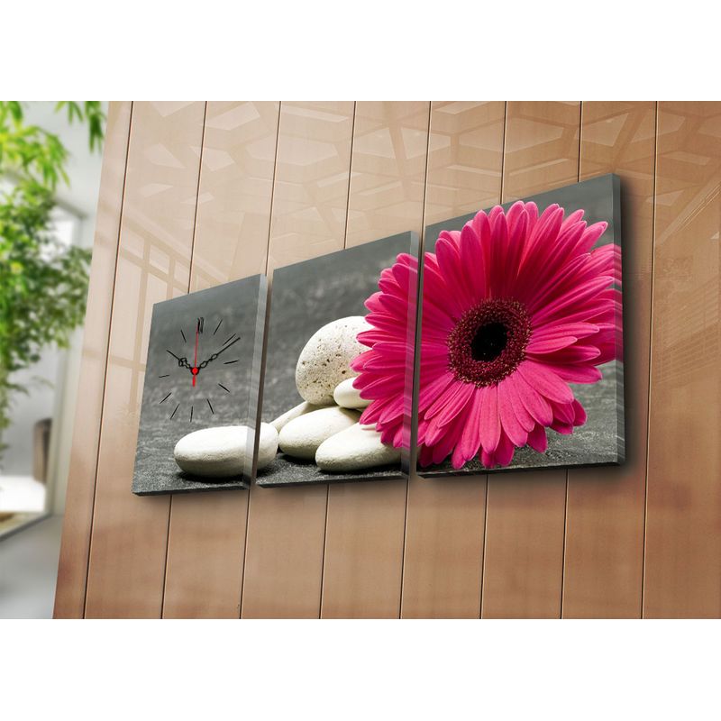 Casa si Gradina - Decoratiuni - Ceasuri - Ceas decorativ de perete, Wallxpert, panza velurata, multicolor, 96x40 cm, set 3 piese - Infinity.ro