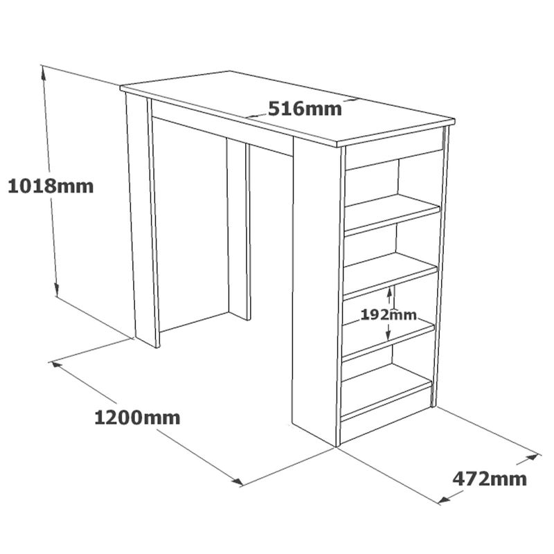 Casa si Gradina - Mobilier - Mese si birouri - Mese bucatarie si dining - Masa bar, Hanah Home, pal melaminat, gri, 120x51.6x101.8 cm - Infinity.ro