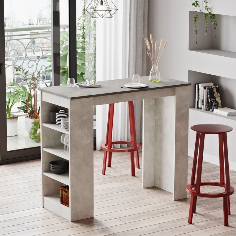 Casa si Gradina - Mobilier - Mese si birouri - Mese bucatarie si dining - Masa bar, Hanah Home, pal melaminat, gri, 120x51.6x101.8 cm - Infinity.ro