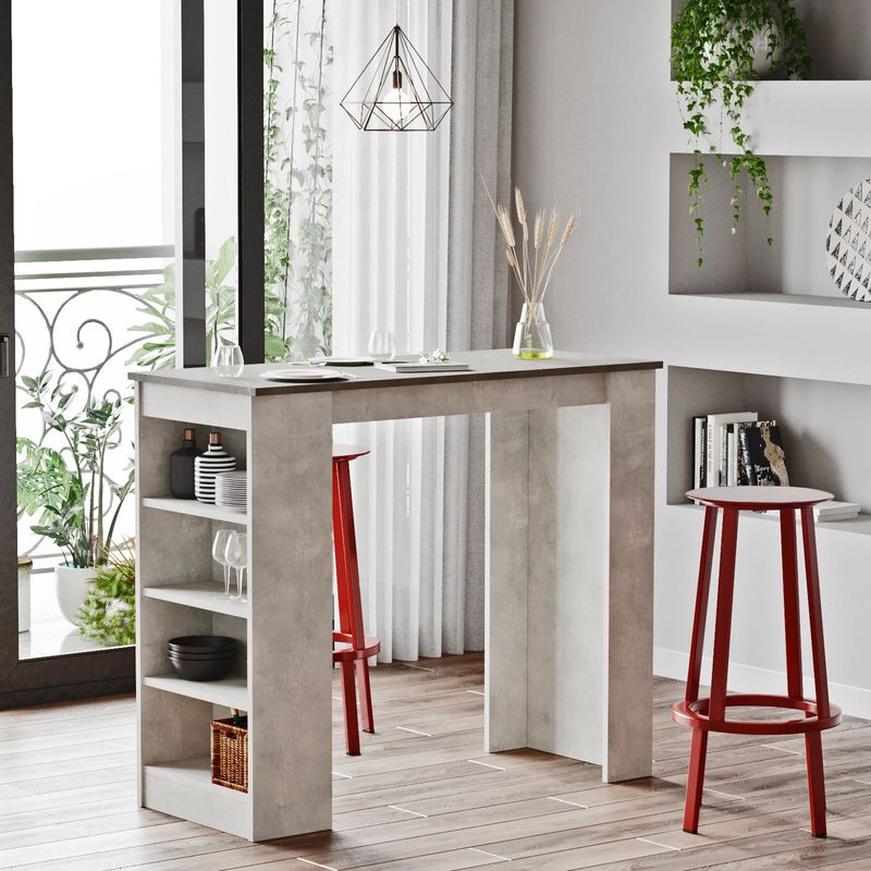 Casa si Gradina - Mobilier - Mese si birouri - Mese bucatarie si dining - Masa bar, Hanah Home, pal melaminat, gri, 120x51.6x101.8 cm - Infinity.ro