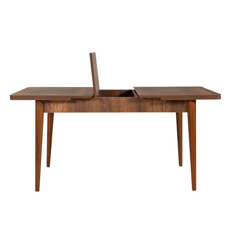 Casa si Gradina - Mobilier - Seturi de mobilier - Seturi mese si scaune - Set masa si scaune extensibile, Hanah Home, pal melaminat, nuc, albastru inchis, 130x80x77 cm - Infinity.ro