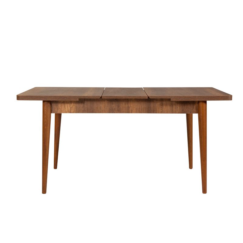 Casa si Gradina - Mobilier - Seturi de mobilier - Seturi mese si scaune - Set masa si scaune extensibile, Hanah Home, pal melaminat, nuc, albastru inchis, 130x80x77 cm - Infinity.ro