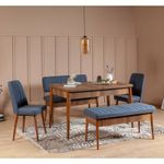 Casa si Gradina - Mobilier - Seturi de mobilier - Seturi mese si scaune - Set masa si scaune extensibile, Hanah Home, pal melaminat, nuc, albastru inchis, 130x80x77 cm - Infinity.ro
