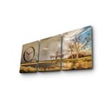 Casa si Gradina - Decoratiuni - Ceasuri - Ceas decorativ de perete, Wallxpert, panza din piele de caprioara, multicolor, 90x38 cm, 3 piese - Infinity.ro