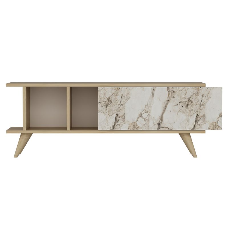 Casa si Gradina - Mobilier - Comode si corpuri - Comode - Comoda tv, Hanah Home, pal melaminat, stejar safir si marmura, 120x30x45 cm - Infinity.ro