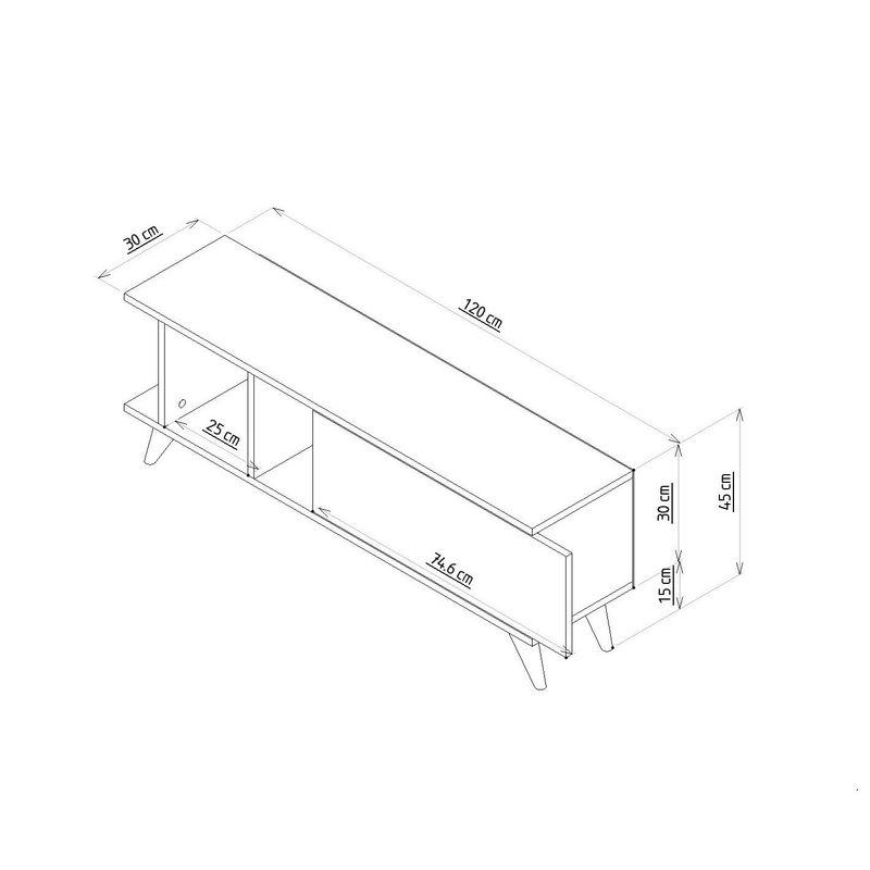 Casa si Gradina - Mobilier - Comode si corpuri - Comode - Comoda tv, Hanah Home, pal melaminat, stejar safir si marmura, 120x30x45 cm - Infinity.ro