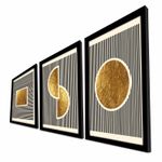 Casa si Gradina - Decoratiuni - Tablouri - Tablou decorativ inramat, Wallxpert, mdf, auriu alb negru, 38x53 cm, set 3 piese - Infinity.ro