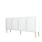 Casa si Gradina - Mobilier - Comode si corpuri - Console - Consola, Hanah Home, panou de particule melaminat, alb auriu, 180x35x80 cm - Infinity.ro
