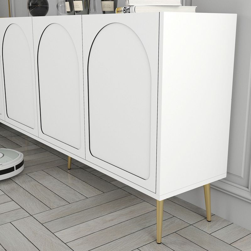Casa si Gradina - Mobilier - Comode si corpuri - Console - Consola, Hanah Home, panou de particule melaminat, alb auriu, 180x35x80 cm - Infinity.ro