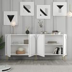 Casa si Gradina - Mobilier - Comode si corpuri - Console - Consola, Hanah Home, panou de particule melaminat, alb auriu, 180x35x80 cm - Infinity.ro