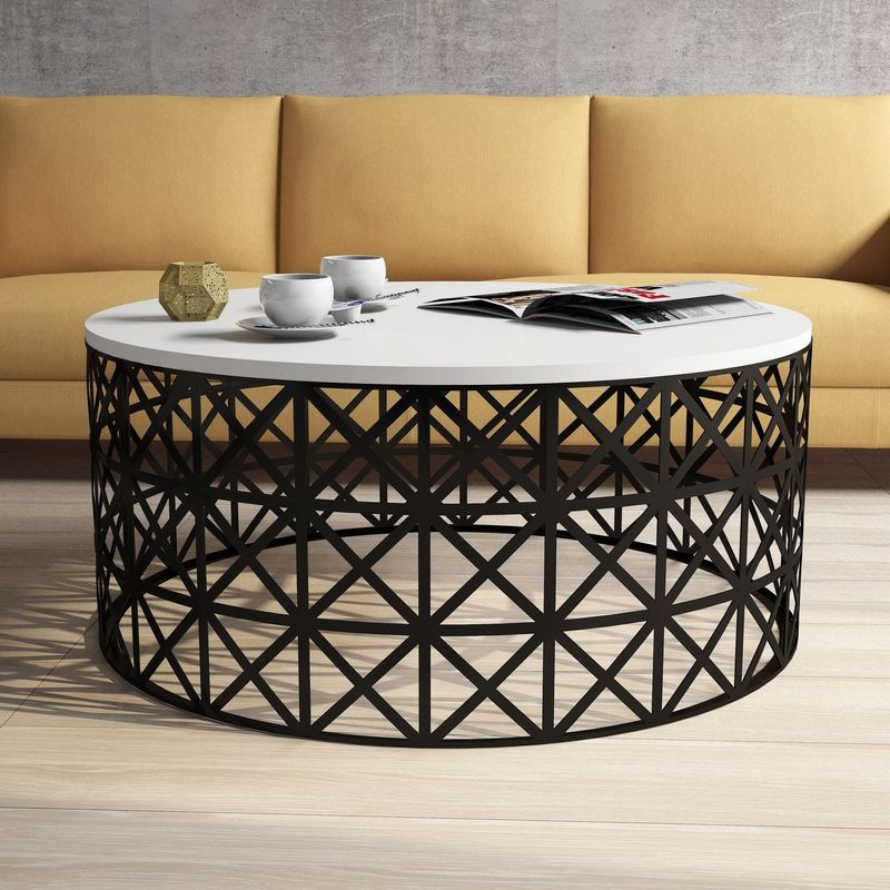Casa si Gradina - Mobilier - Mese si birouri - Masute de cafea - Masuta de cafea, Hanah Home, pal melaminat, alb negru, 90x90x38 cm - Infinity.ro