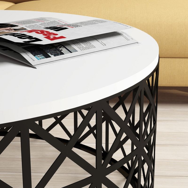 Casa si Gradina - Mobilier - Mese si birouri - Masute de cafea - Masuta de cafea, Hanah Home, pal melaminat, alb negru, 90x90x38 cm - Infinity.ro