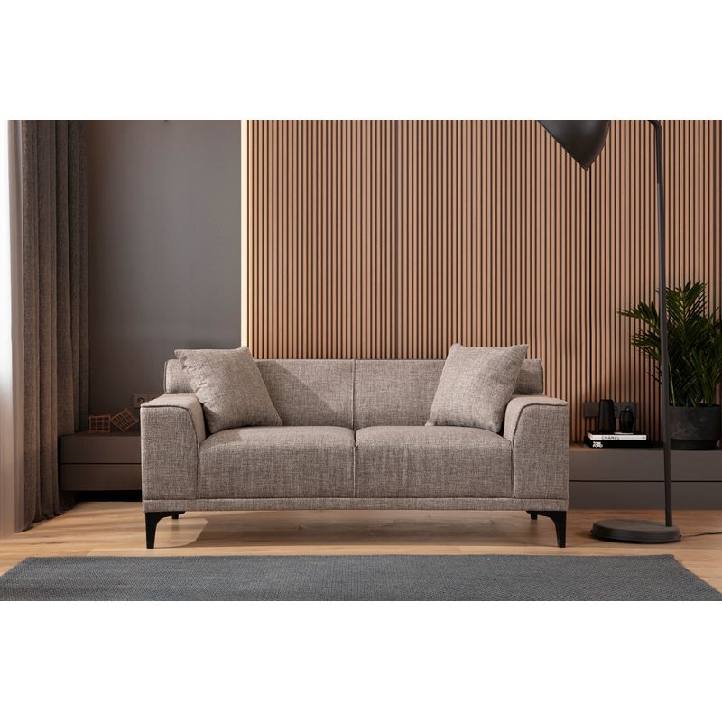 Casa si Gradina - Mobilier - Canapele si coltare - Canapele - Canapea 2 locuri, Hanah Home, lemn fag si pal, fawn, 165x87x86 cm - Infinity.ro