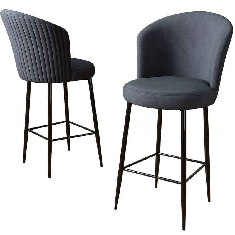 Casa si Gradina - Mobilier - Scaune si fotolii - Scaune - Set scaune de bar, Hanah Home, metal, antracit si negru, 46x40x107 cm, 2 bucati - Infinity.ro