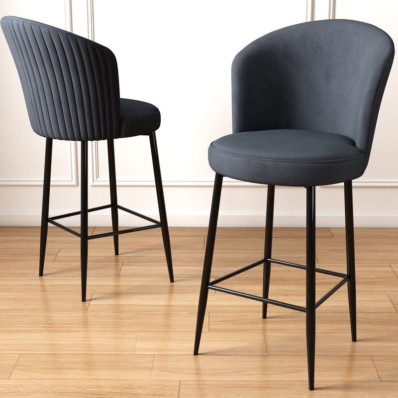 Casa si Gradina - Mobilier - Scaune si fotolii - Scaune - Set scaune de bar, Hanah Home, metal, antracit si negru, 46x40x107 cm, 2 bucati - Infinity.ro