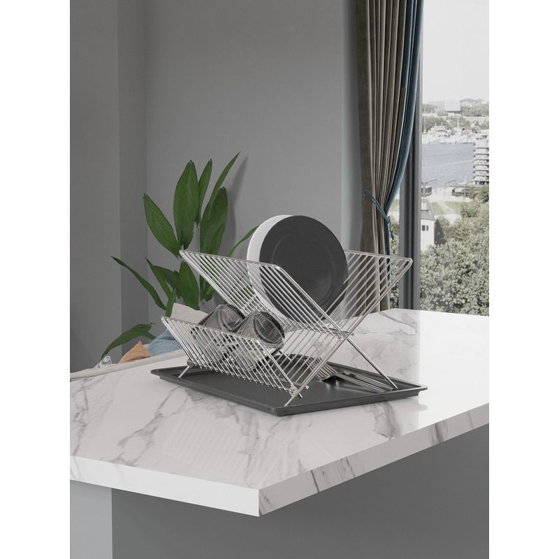 Casa si Gradina - Bucatarie si vesela - Organizare si depozitare bucatarie - Scurgator vase - Scurgator de vase, Hermia, metal, crom, 35,5x29,5x26 cm, 2 bucati - Infinity.ro