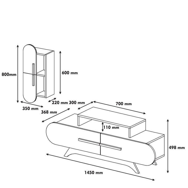 Casa si Gradina - Mobilier - Comode si corpuri - Comode - Comoda tv, Hanah Home, pal melaminat, nuc si alb, 145x49.8x36.8 cm, 845HCT3053 - Infinity.ro