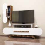 Casa si Gradina - Mobilier - Comode si corpuri - Comode - Comoda tv, Hanah Home, pal melaminat, nuc si alb, 145x49.8x36.8 cm, 845HCT3053 - Infinity.ro
