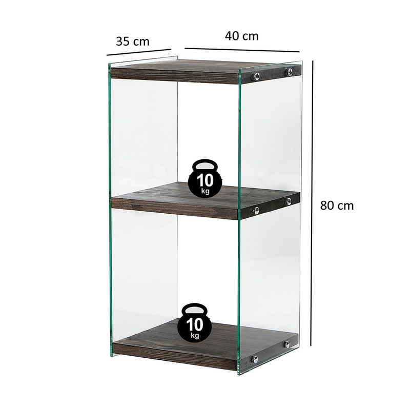 Casa si Gradina - Mobilier - Biblioteci si rafturi - Etajere - Etajera, Hanah Home, sticla calita si lemn masiv, antracit, 40x35x80 cm - Infinity.ro