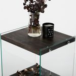 Casa si Gradina - Mobilier - Biblioteci si rafturi - Etajere - Etajera, Hanah Home, sticla calita si lemn masiv, antracit, 40x35x80 cm - Infinity.ro
