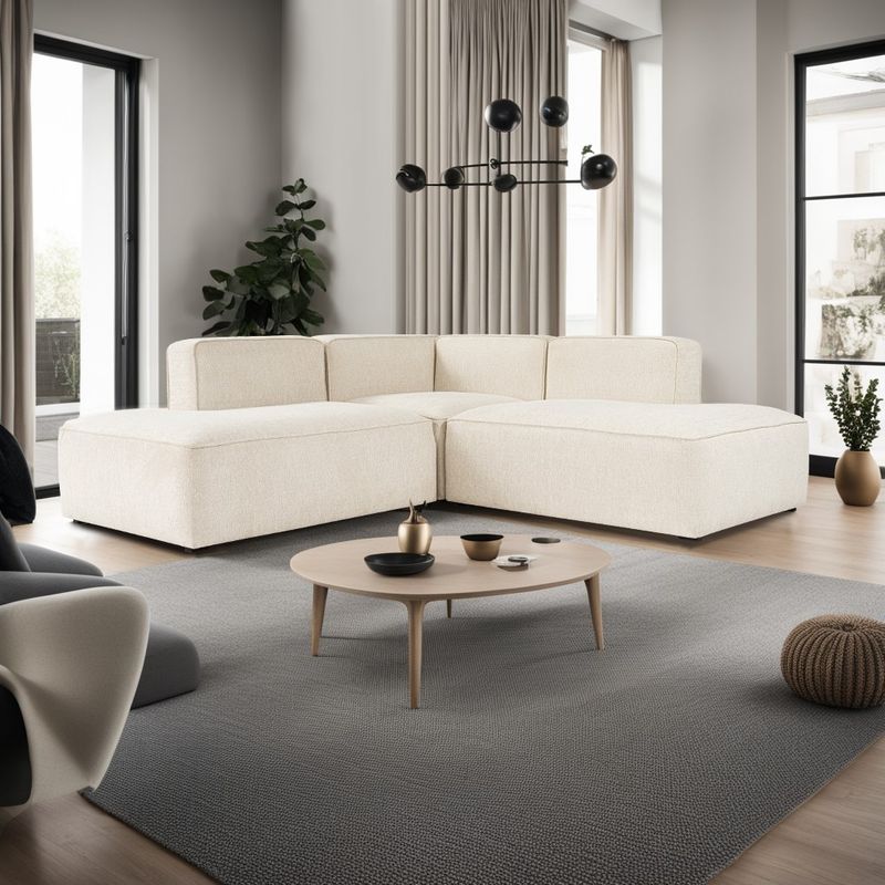 Casa si Gradina - Mobilier - Canapele si coltare - Coltare - Coltar, Hanah Home, material textil, crem, 210x90x69 cm - Infinity.ro