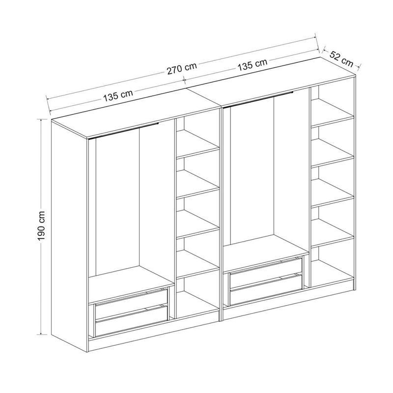 Casa si Gradina - Mobilier - Dulapuri si sifoniere - Sifoniere - Sifonier, Hanah Home, panou din particule cu melamina, alb, 270x210x52 cm - Infinity.ro