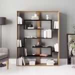 Casa si Gradina - Mobilier - Biblioteci si rafturi - Biblioteci - Biblioteca, Hanah Home, pal melaminat, negru stejar, 120x22x156 cm - Infinity.ro