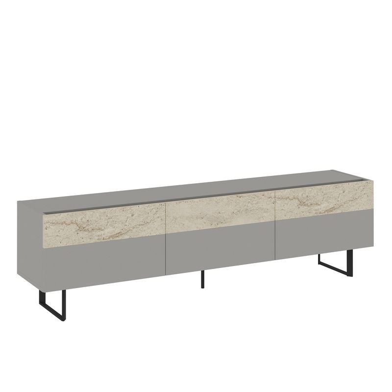 Casa si Gradina - Mobilier - Comode si corpuri - Comode - Comoda tv, Hanah Home, pal melaminat, gri si travertin, 180x37x49 cm - Infinity.ro