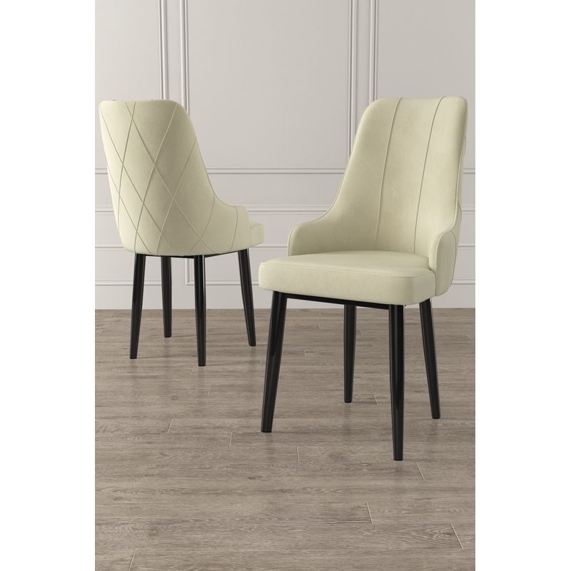 Casa si Gradina - Mobilier - Scaune si fotolii - Scaune - Set scaune, Hanah Home, lemn, crem si negru, 46x42x95 cm, 6 piese - Infinity.ro