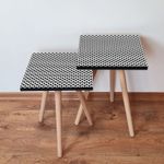 Casa si Gradina - Mobilier - Mese si birouri - Masute de cafea - Set mese de cafea tip cuib, Hanah Home, mdf, alb negru, 35x47x35 cm, set 2 piese - Infinity.ro