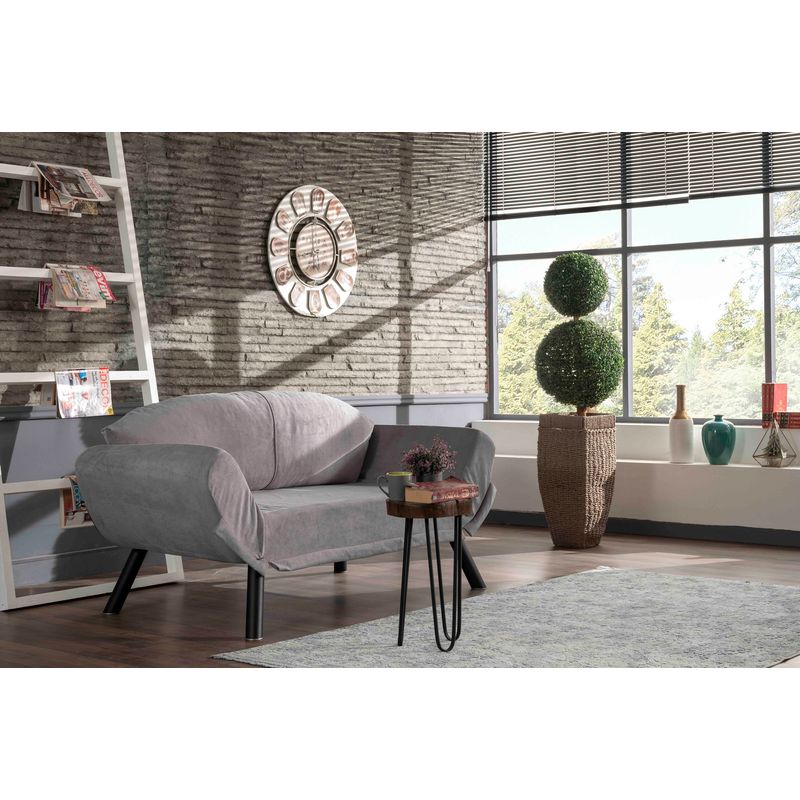 Casa si Gradina - Mobilier - Canapele si coltare - Canapele - Canapea extensibila, Hanah Home, metal, gri, 177x87x75 cm - Infinity.ro