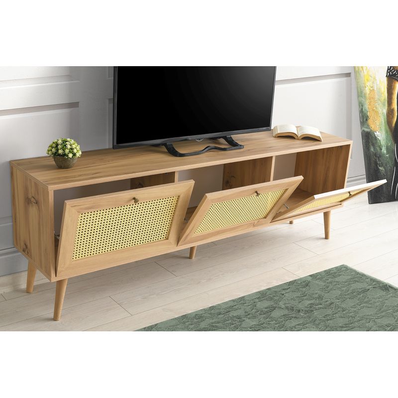 Casa si Gradina - Mobilier - Comode si corpuri - Comode - Comoda tv, Hanah Home, pal melaminat, stejar, 180x40x60 cm - Infinity.ro